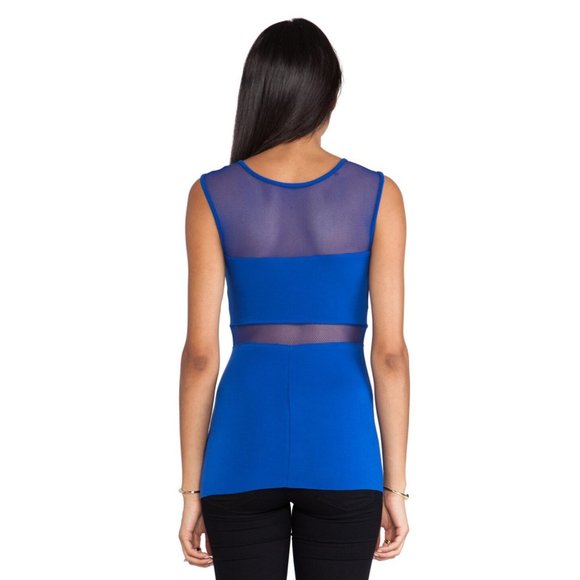 Bailey 44 JuJu Sleeveless Mesh Panel Bodycon Top in Blue - Picture 3 of 9